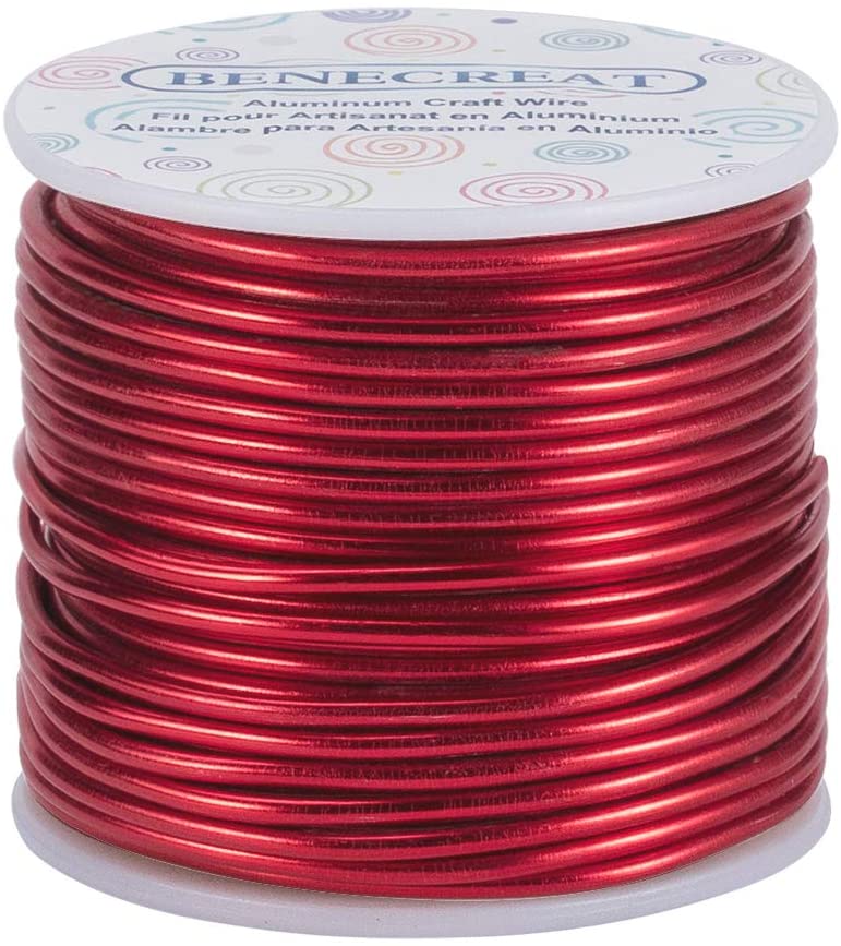 BENECREAT 10 Gauge 80FT Tarnish Resistant Jewelry Craft Wire Bendable  Aluminum Sculpting Metal Wire for Jewelry Craft Beading Work - Red, 2.5mm 