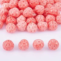 NBEADS 50 Pcs Strawberry Coral Beads, 0.47x0.43" Synthetic Gemstone Beads Spacer Beads Charms Loose Beads for Bracelet Necklace Earrings Jewelry Making