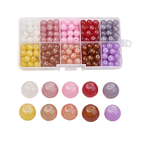 ARRICRAFT Imitation Jade Glass Beads Strands, Spray Painted, Round, Mixed Color, 4mm, Hole: 1.1~1.3mm; about 1500~1550pcs/box