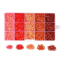 PandaHall Elite 1 Box 5 Color DIY Tube Fuse Beads Kits with Plastic Beading Tweezers Plastic Pegboards and Ironing Paper Pack Diameter 2.5mm Red Theme
