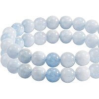 NBEADS 3 Strands 14.96~15.15"/Strand Natural Jade Beads Strand, 8mm Round Natural Imitation Aquamarine Stone Beads with 1mm Hole for DIY Bracelet Necklace Jewelry Making, 47-48 Pcs/Strand