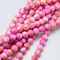 Honeyhandy Synthetic Ocean White Jade Beads Strands, Dyed, Round, Deep Pink, 6mm, Hole: 1mm, about 66pcs/strand, 15.74 inch