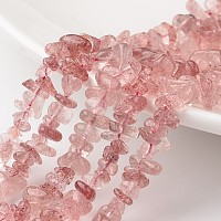 Honeyhandy Chip Natural Strawberry Quartz Bead Strands, Grade A+, 7~12x5~8x2~5mm, Hole: 1mm, about 15.7 inch