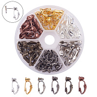 PandaHall Elite 36 Pcs 19x6mm Brass Clip-on Earring Hooks Components Multicolor Earring Making Materials for Non-Pierced Ears