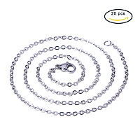 PandaHall Elite 20 Strands 304 Stainless Steel Link Cable Cross Necklace Chains 2mm with Lobster Claw Clasps for Jewelry Making 17.72"