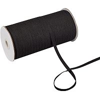 NBEADS 295 Yards(270m)/Roll Cotton Tape Ribbons, Herringbone Cotton Webbings, 9mm Wide Flat Cotton Herringbone Cords for Home Decor, Wrapping Gifts, Sewing DIY Crafts, Black