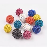 PandaHall 100 PCS 12mm Disco Ball Clay Beads Mixed Colors Pave Rhinestones Spacer Round Beads