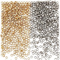DICOSMETIC 800pcs 1.9mm Golden and Stainless Steel Color Crimp Beads Rondelle Spacer Beads Smooth Round Beads Seamless Loose Beads for Jewelry Making,Hole:1mm