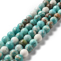 Natural Howlite Beads Strands, Dyed & Heated, Round, Turquoise, 7~8.5mm, Hole: 1.2mm, about 49~52pcs/strand, 15.51~15.67''(39.4~39.8cm)