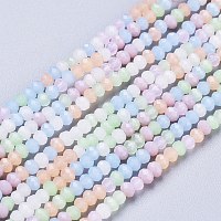 Honeyhandy Opaque Glass Beads Strands, Faceted, Rondelle, Mixed Color, 3x2.5mm, Hole: 0.5mm, about 185pcs/strand, 16.54 inch(42cm)