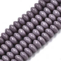 Honeyhandy Opaque Solid Color Glass Beads Strands, Rondelle, Rosy Brown, 8.5x5mm, Hole: 1.2mm, about 91~95pcs/strand, 15-3/4 inch~16-1/8 inch(40~41cm)