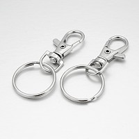 Honeyhandy Alloy Swivel Clasps with Iron Key Rings, Platinum, 36x15x5mm