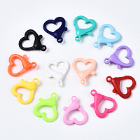 Honeyhandy Opaque Acrylic Lobster CLaw Clasps, Heart, Mixed Color, 26.5x22x6.5mm, Hole: 3mm