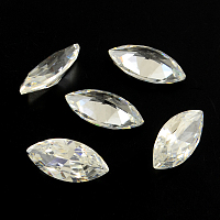 Honeyhandy Horse Eye Shaped Cubic Zirconia Pointed Back Cabochons, Faceted, Clear, 8x4mm
