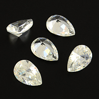 Honeyhandy Teardrop Shaped Cubic Zirconia Pointed Back Cabochons, Faceted, Clear, 8x6mm