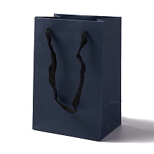 Honeyhandy Kraft Paper Bags, with Ribbon Handles, Gift Bags, Shopping Bags, Rectangle, Prussian Blue, 18x12x8.6cm; Fold: 18x12x0.4cm