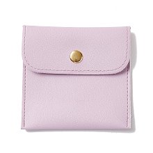 Honeyhandy PU Imitation Leather Jewelry Storage Bags, with Golden Tone Snap Buttons, Square, Thistle, 7.9x8x0.75cm