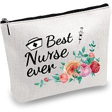 CREATCABIN Canvas Makeup Bags Best Nurse Ever Bag Cosmetic Multi-Purpose Pen Case Toiletry Funny Travel Bag With Zipper School Supplies Gifts For Nursing Student Practitioner Gift 10 x 7inch