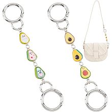 WADORN 2 Colors Purse Strap Extenders, 5.7 Inch Enamel Bag Extender Chain with Avocado Pattern Fan Handbag Shoulder Strap Extender Replacement Short Chain Charms Bag Decoration Accessories