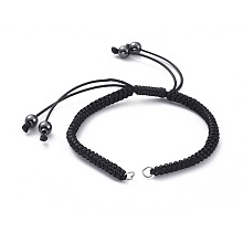 Honeyhandy Adjustable Korean Waxed Polyester Cords Bracelet Making, with Non-Magnetic Synthetic Hematite Beads and Iron Jump Rings, Black, 7-1/8 inch~12 inch(18~30.5cm)