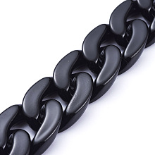 Honeyhandy Handmade Opaque Acrylic Curb Chains, Twisted Chain, Oval, for Jewelry Making, Black, Link: 30x21x6mm, 39.37 inch(1m)/strand