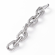 Honeyhandy Handmade CCB Plastic Cable Chains, Twisted, Platinum, 30x19.5x5mm, 39.37 inch(1m)/strand