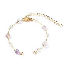 Honeyhandy Nuggets Natural Ametrine Beaded Bracelet Makings, with Brass Cable Chains and 304 Stainless Steel Lobster Claw Clasps, Golden, 6-1/8 inch(15.5cm)