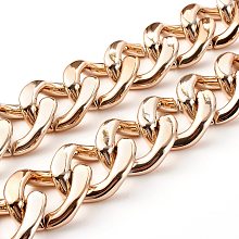 Honeyhandy UV Plating ABS Plastic Curb Chains, Twisted Chains, Rose Gold, 39x31.5x9mm, about 39.37 inch(1m)/strand