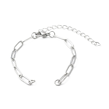 Honeyhandy 304 Stainless Steel Paperclip Chains Bracelet Making, with Lobster Claw Clasps, Stainless Steel Color, 5-3/4x1/8 inch(14.5x0.4cm)