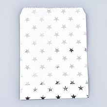 Honeyhandy Star Pattern Eco-Friendly Kraft Paper Bags, Gift Bags, Shopping Bags, Rectangle, Silver, 18x13x0.01cm