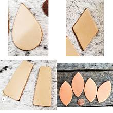 Olycraft 64Pcs 4 Styles Imitation Leather Label Tags, for DIY Jeans, Bags, Shoes, Hat Accessories, Teardrop & Rhombus & Trapezoid & Leaf, Beige, 44~60x20~34x2mm, 16pcs/style