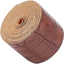 GORGECRAFT Crocodile Pattern Leather Strap Strip 2 Inch Wide 79 Inch Long Bump Texture Leather Belt Wrap Single Sided Flat Cord for DIY Crafts Projects Clothing Making Bag Handles（Coconut Brown）