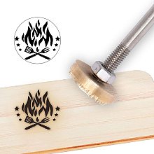 OLYCRAFT Wood Branding Iron 1.2” Leather Branding Iron Stamp Custom Logo BBQ Heat Stamp with Brass Head and Wood Handle for Woodworking and Handcrafted Design - Torch