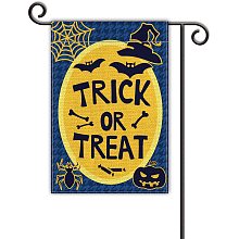 GLOBLELAND Halloween Trick or Treat Garden Flag Vertical Double Sided Scary Bat Spider Pumpkin Hat Yard Flag 12 x 18 Inch for Lawn House Outdoor Halloween Decoration