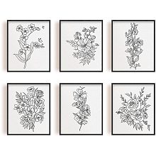 ARRICRAFT Home Decor Painting Canvas Wall Art Sketches A Bunch of Flower Canvas Hanging Painting Canvas Art 7.9x9.8inch Canvas Printing Artwork Wall Decoration Painting 6pcs/Set Bedroom Living Room