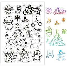 GLOBLELAND Merry Christmas Clear Stamps Transparent TPR Stamp Acrylic Stamping Block for Card Making Decoration and DIY Scrapbooking