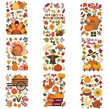 Arricraft 9Pcs/Set Window Stickers Thanksgiving Theme Window Clings Floor Clings Self Adhesive Window for Halloween Party Decoration Accessories Thanksgiving Themed Pattern Rectangle (9.45x13.77cm)