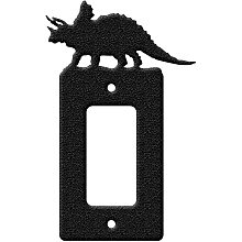 Arricraft 1 Set Dinosaur Triceratops Iron Single Gang Light Switch Wall Plate Cover Power Outlet Decoration Rectangle Black with Screw for Switch, Electric Outlet, GFCI and Dimmer About 4x6.34inch