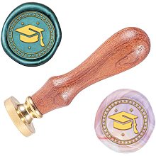 ARRICRAFT 0.98inch Wood Wax Seal Stamp Doctor's Hat Pattern Wax Sealing Stamps with Wood Handle Removable Vintage Brass Seal for Wedding Invitations Envelopes Wine Packages