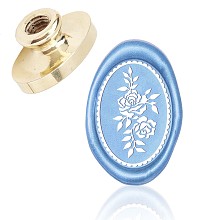 Honeyhandy Wax Seal Brass Stamp Head, for Wax Seal Stamp, Oval, Rose Pattern, 3x2x1.45cm