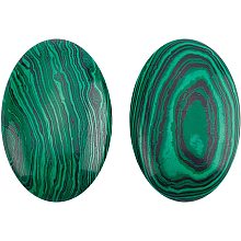 NBEADS 2 Pcs Green Malachite Stones 1.57×2.38", Chakra Thumb Worry Stone Oval Shape Polished Palm Thumb Pocket Stones for Scraping Massage Anxiety Stress Relief Body Chakra Balancing