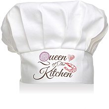 CREATCABIN Funny Chef Hat Queen of The Kitchen Chef Hat Heart Onion Lobster Pattern Adjustable Elastic Kitchen Catering Cooking Cap for Mom's Birthday Mother's Day Baker Men & Women White Christmas