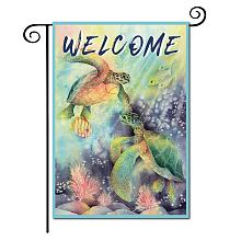 CREATCABIN Sea Turtles Welcome Garden Flag Tropical Ocean Fish Double Sided Vertical Front Door Decoration Nautical Rustic for Coastal Summer Beach Garden Farmhouse House Yard Outdoor 12.5 x 18 Inch