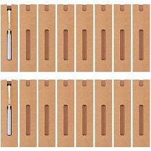 NBEADS 50 Pcs Kraft Pen Gift Boxes, Burlywood Slip-in Pen Packaging Box with Clear Window for Pencil Ballpoint Fountain Pen Display and Office School Supplies, 6.1x1.57inch