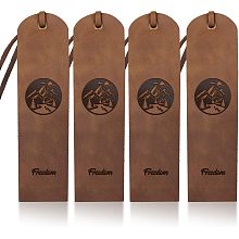 4pcs Mountain River Leather Bookmarks Landscape Cowhide Book Marks 2×7inch Freedom Text Tassel Nature Scene Embossed Design Great for Christma Gift Friends Book Lovers Readers Writers