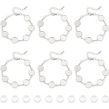 UNICRAFTALE 12 Sets 17cm Bracelets Making Kit 304 Stainless Steel Bracelets Bezel Cabochon Bracelet Metal Jewellery Connector Bracelet with Clear Glass Cabochons for Bracelet Making