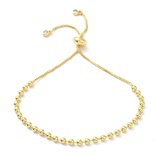 Honeyhandy Long-Lasting Plated Brass Round Bead Slider Beacelets for Women Men, Cadmium Free & Lead Free, Real 18K Gold Plated, 10-5/8 inch(27cm), Bead: 4mm