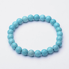 Honeyhandy Synthetic Turquoise Beaded Stretch Bracelets, 52mm