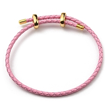 Honeyhandy Leather Braided Cord Bracelets, Adjustable Bracelet, Pink, Inner Diameter: 5/8~2-7/8 inch(1.5~7.3cm)