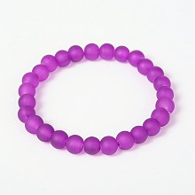 Honeyhandy Stretchy Frosted Glass Beads Kids Bracelets for Children's Day, Purple, 42mm